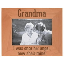 ThisWear Bereavement Gifts for Grandma I Was Once Her Angel Now She's Mine Funeral Gifts Natural Wood Engraved 4x6 Landscape Picture Frame Wood