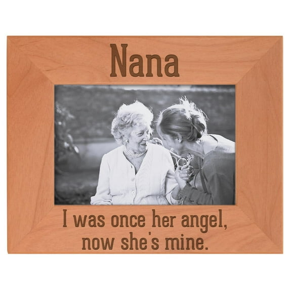 ThisWear Bereavement Gifts for Grandma Nana I Was Once Her Angel Now She's Mine Funeral Gifts Natural Wood Engraved 4x6 Landscape Picture Frame Wood