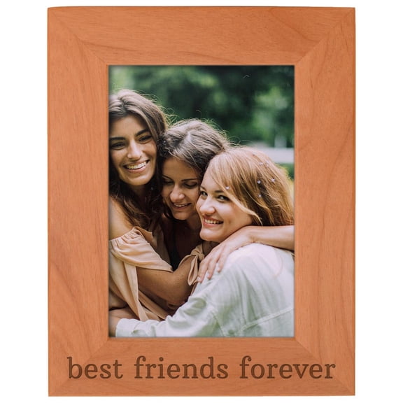 ThisWear Best Friends Forever Gift Besties BFF Gift Natural Wood Engraved 5x7 Portrait Picture Frame Wood