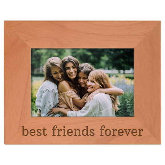 ThisWear Best Friends Forever Gift Besties BFF Gift Natural Wood Engraved 4x6 Landscape Picture Frame Wood