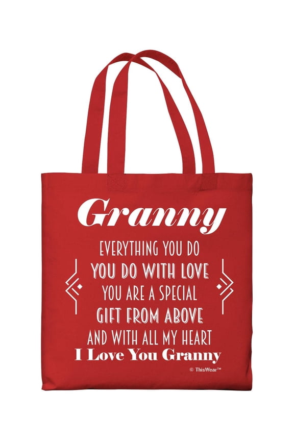 Best Granny Ever Gifts Granny You Are A Special Gift From Above Poem Lightweight Red Canvas Tote Bag