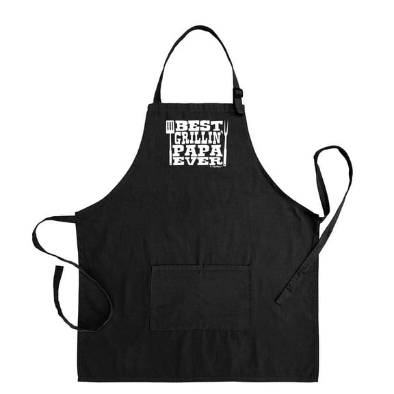 ThisWear Best Grillin Papa Ever Funny Apron for BBQ Grilling Two Pocket Apron Black