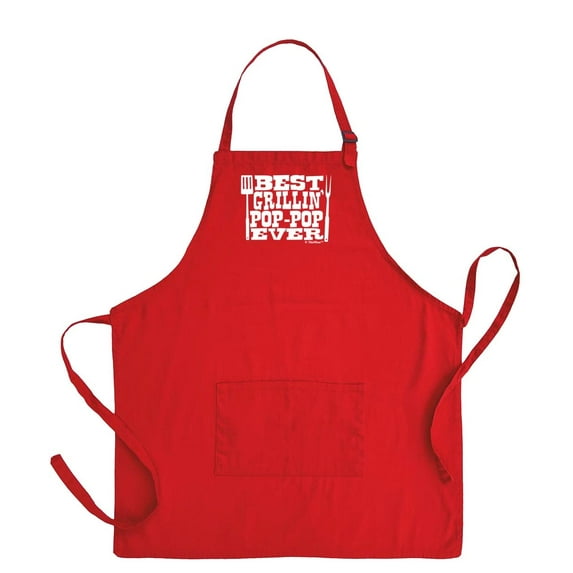 ThisWear Best Grillin Pop-Pop Ever Funny Apron for BBQ Grilling Two Pocket Apron Red