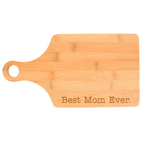 ThisWear Best Mom Ever Mother's Day Gift Kitchen Decor Paddle Shaped Bamboo Cutting Board