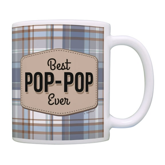 ThisWear Best Pop-Pop Gifts Best Pop-Pop Ever Mug Grandpa Fathers Day Mug Coffee Mug Blue Plaid