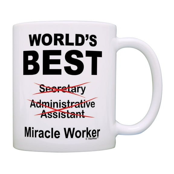ThisWear Best Secretary Gifts Miracle Worker Cup Secretary Mug Secretary Coffee Mug