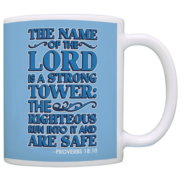 ThisWear Bible Verse Gifts Name of the Lord is a Strong Tower Proverbs 18:10 11 ounce Coffee Mug Blue