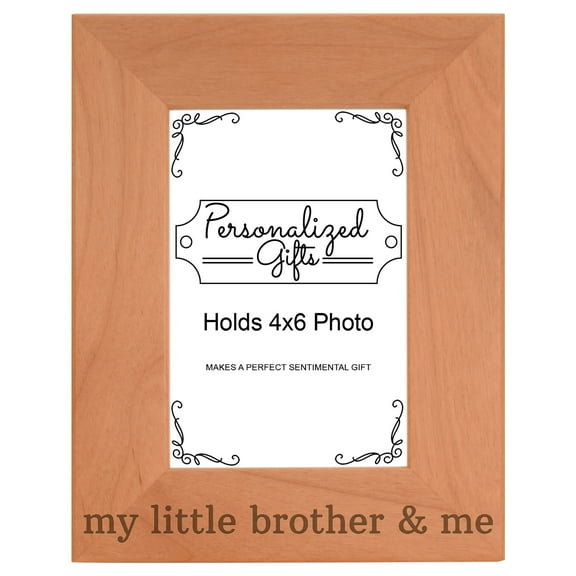 ThisWear Big Brother Gifts My Little Brother and Me Birthday Gifts for Big Brother Birthday Gifts Wood Laser 4x6 Portrait Picture Frame
