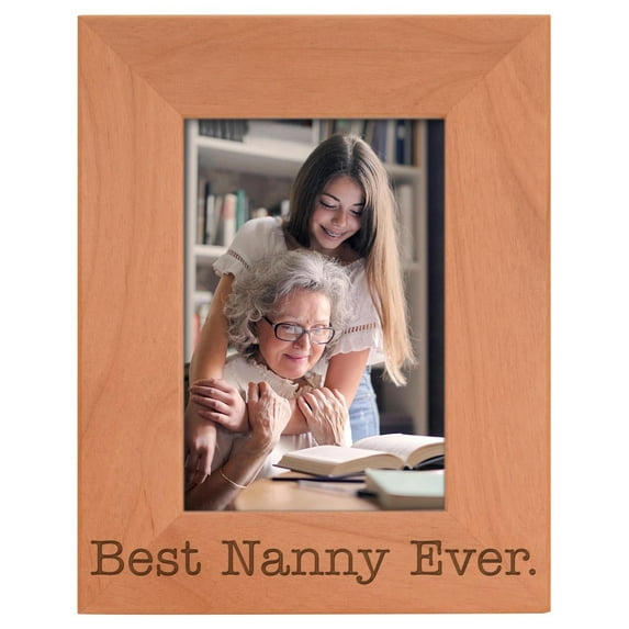 ThisWear Birthday Gift for Grandma Best Nanny Ever Natural Wood Engraved 4x6 Portrait Picture Frame Wood