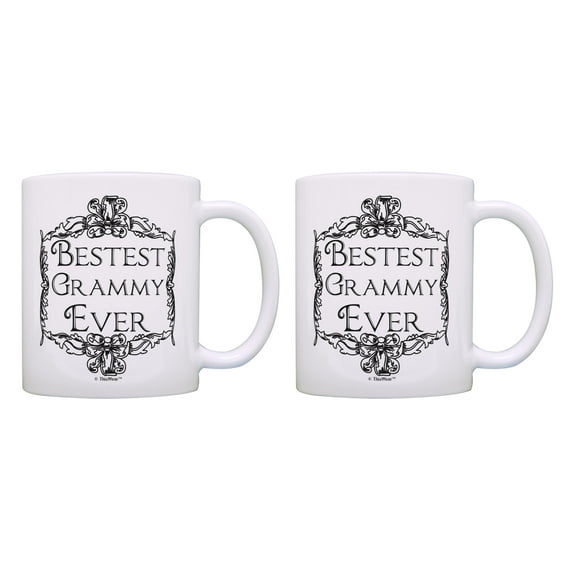 ThisWear Birthday Gift for Grandma Bestest Best Grammy Ever Award 11 ounce 2 Pack Coffee Mugs