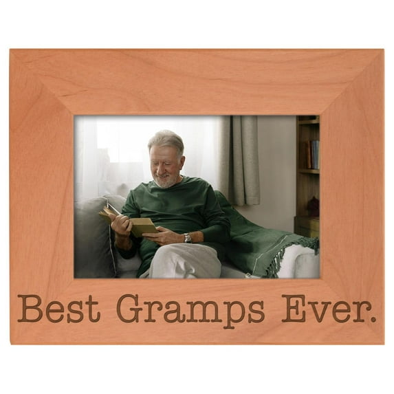 ThisWear Birthday Gift for Grandpa Best Gramps Ever Natural Wood Engraved 4x6 Landscape Picture Frame Wood