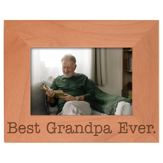 ThisWear Birthday Gift for Grandpa Best Grandpa Ever Natural Wood Engraved 4x6 Landscape Picture Frame Wood