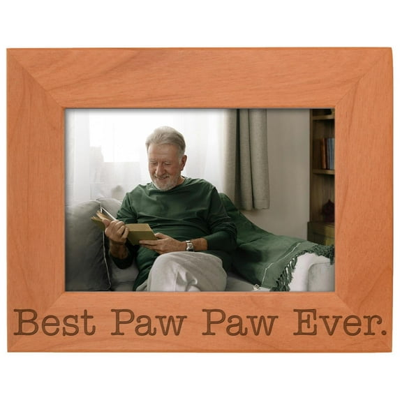ThisWear Birthday Gift for Grandpa Best Paw Paw Ever Natural Wood Engraved 5x7 Landscape Picture Frame Wood