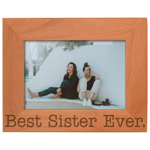 ThisWear Birthday Gift for Sister Best Sister Ever Natural Wood Engraved 5x7 Landscape Picture Frame Wood