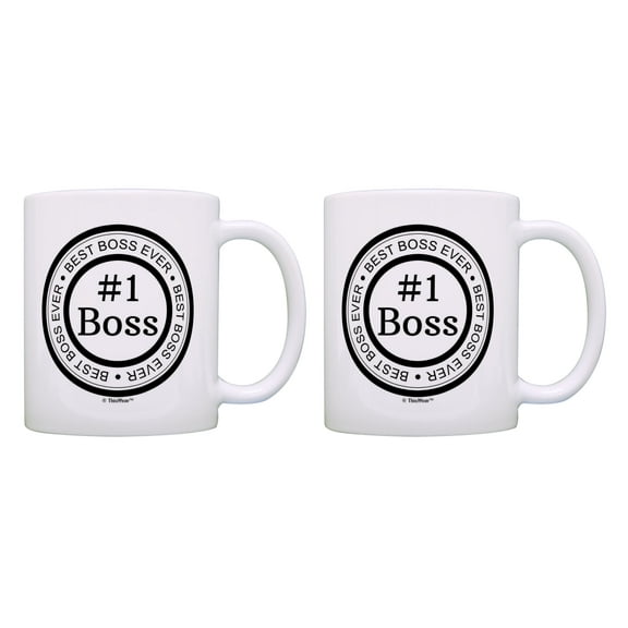ThisWear Birthday Gifts for Boss #1 Boss Best Boss Ever Coffee Mugs 11 ounce 2 Pack Coffee Mugs