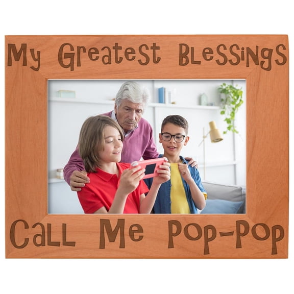 ThisWear Blessings Call Me Pop-Pop Natural Wood Engraved 5x7 Landscape Picture Frame Wood
