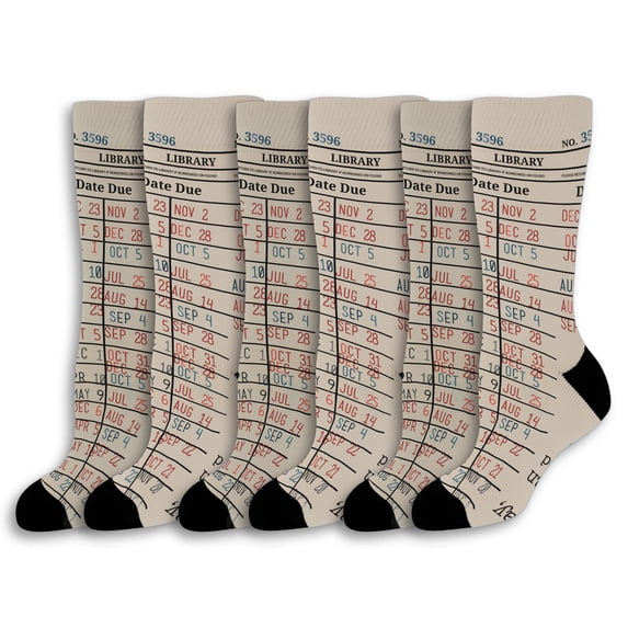 ThisWear Book Lovers Gifts Hidden Message Library Checkout Socks Book Club Gifts 6-Pairs Novelty Crew Socks