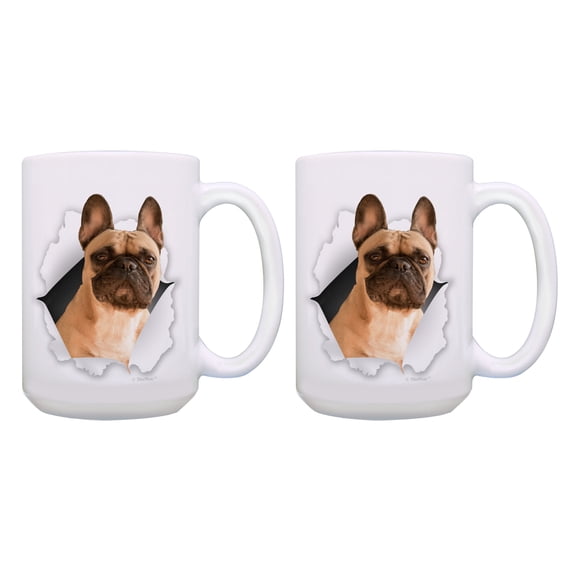 ThisWear Bulldog Mug Set Cute Bulldog Novelty Gift Frenchie Mugs 2 Pack Gift 15oz Coffee Mugs