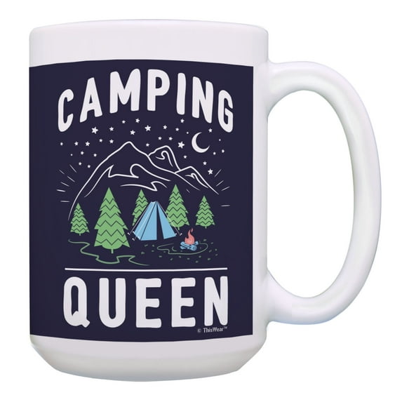 ThisWear Camper Gifts for Women Camping Queen Mug Camping Coffee Cup Camp Cup 15oz Coffee Mug Multi