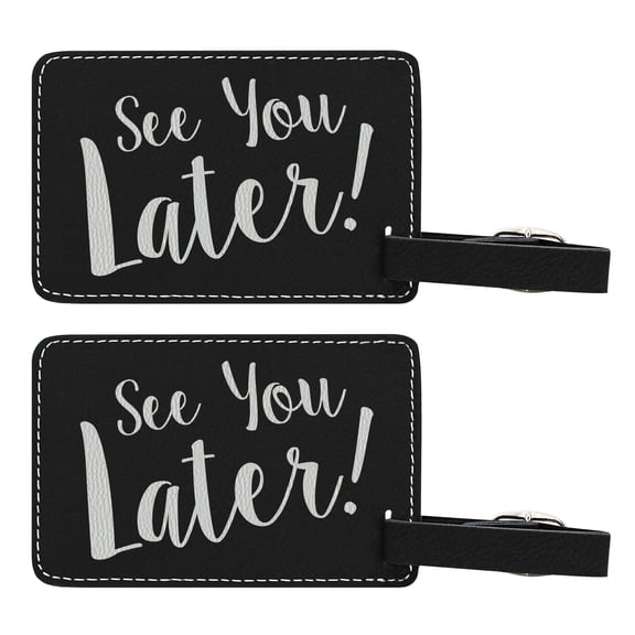 ThisWear Camping Gifts for Women See You Later Cruise Luggage Tag Travel Gifts Cruise Luggage Set Cute Luggage Tags 2-pack Laser Engraved Leatherette Luggage Tags Black