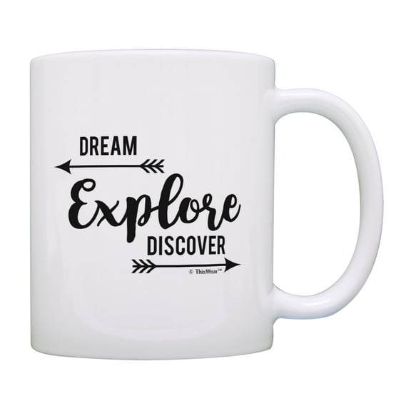 ThisWear Camping Gifts for Men Dream Explore Discover Travel Gift 11oz Ceramic Coffee Mug