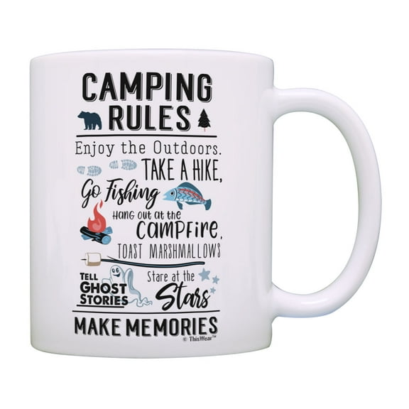 ThisWear Camping Gifts for Women Camping Rules Make Memories Camping Accessories Coffee Mug