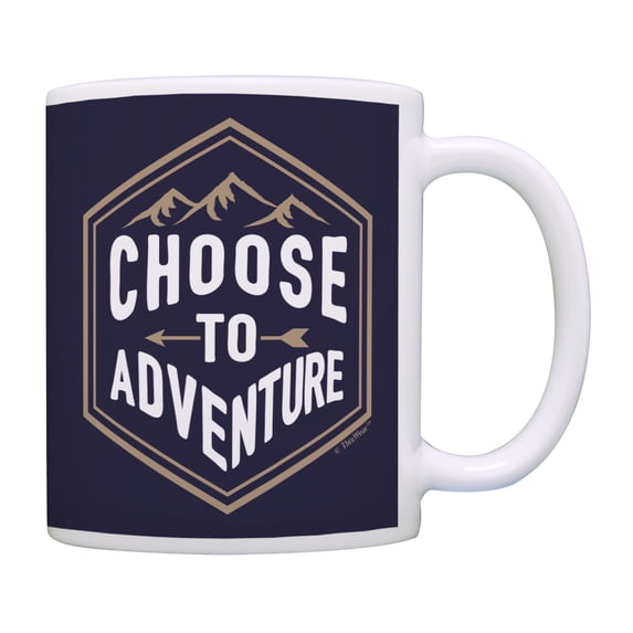 ThisWear Camping Gifts for Women Choose to Adventure Mountain Mug Hiking Gifts for Men Adventure Mug Camp Themed Gifts Coffee Mug Blue