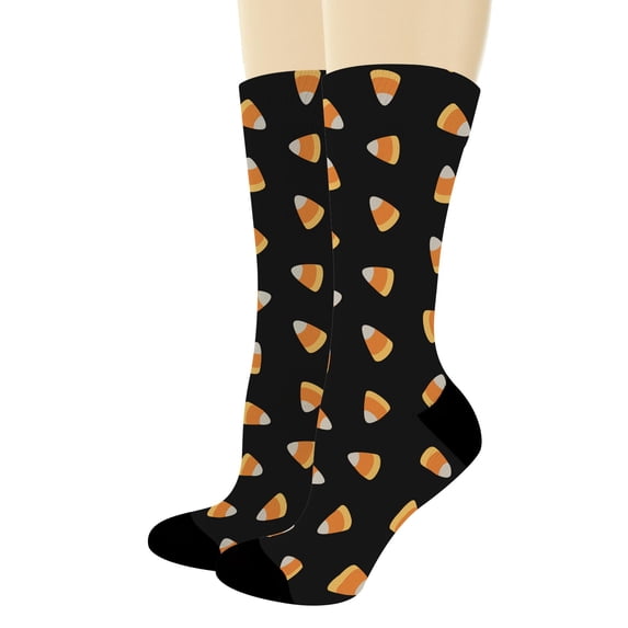 ThisWear Candy Halloween Gifts Candy Corn Socks Fall Holiday Outfit Accessories 1-Pair Novelty Crew Socks