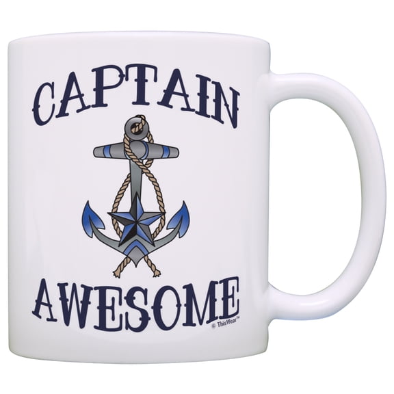 ThisWear Captain Awesome Funny Nautical Gag Gift Sailing Boating Anchor 11 ounce Coffee Mug