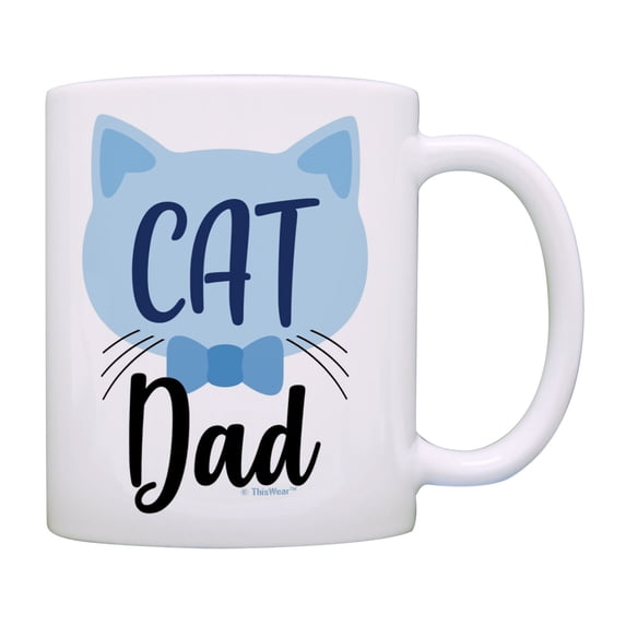 ThisWear Cat Dad Gifts Cat Dad Blue Bow Tie Cat Mug Cup Cat Guy Gifts Cat Coffee Mug Cat Dad