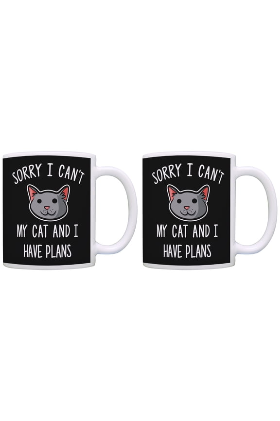 Cat Gifts for Cat Lovers Sorry I Can't My Cat and I Have Plans Definition Cat Lady Gifts Funny Cat Gifts 11 ounce 2 Pack Coffee Mugs Black