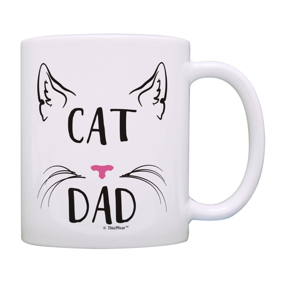 ThisWear Cat Gifts for Men Cat Dad Cat Dad Mug Cat Themed Gifts Happy Fathers Day Gift Cat Coffee Mug Cat 11 ounce Coffee Mug Cat Dad