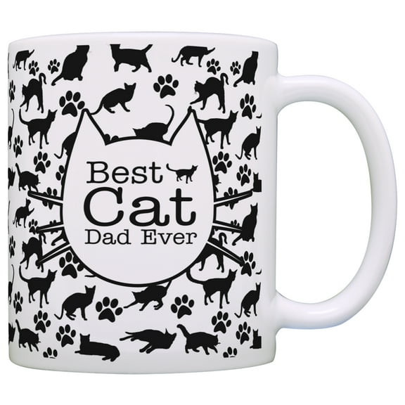 ThisWear Cat Lover Gifts Best Cat Dad Ever Kitty Pattern Rescue Cat 11 ounce Coffee Mug Pattern