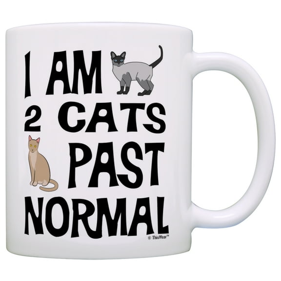 ThisWear Cat Lover Gifts I Am 2 Cats Past Normal Kittens Crazy Cat Lady Gag 11 ounce Coffee Mug