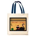 thumbnail image 1 of ThisWear Cat Themed Christmas Decoration Meowy Catmas Christmas Cat Navy Handle Canvas Tote Bag, 1 of 3