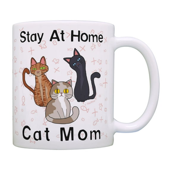 ThisWear Cat Themed Gifts Stay At Home Cat Mom Mug Cat Cup Cat Related Gifts Cat Coffee Mug Mom