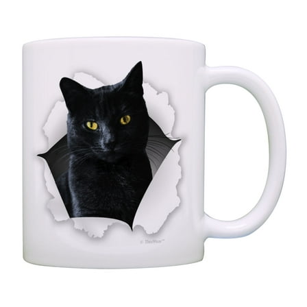 ThisWear Cat Themed Gifts for Women & Men Black Cat Cup Cat Related Gifts Cat Head Coffee Mug