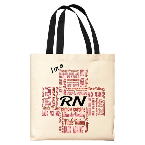 ThisWear Charge Nurse Gifts I'm a RN Essential Attributes Black Handle Canvas Tote Bag