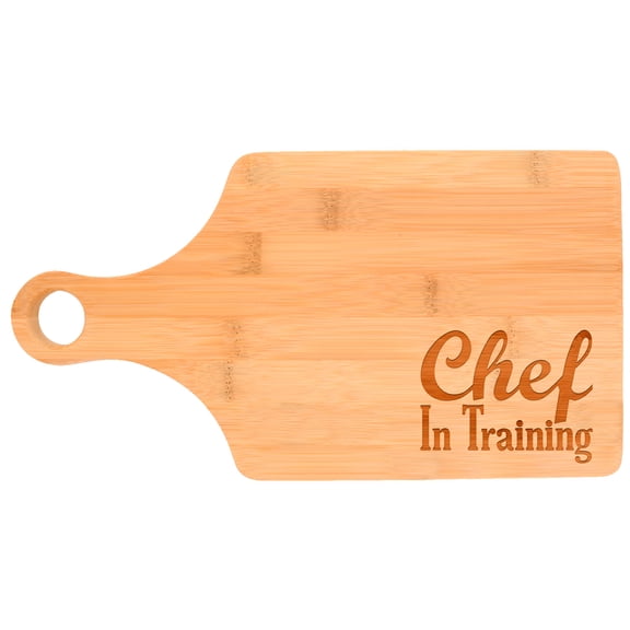 ThisWear Chef in Training Youth Childrens Beginner Cooking Gift Paddle Shaped Bamboo Cutting Board