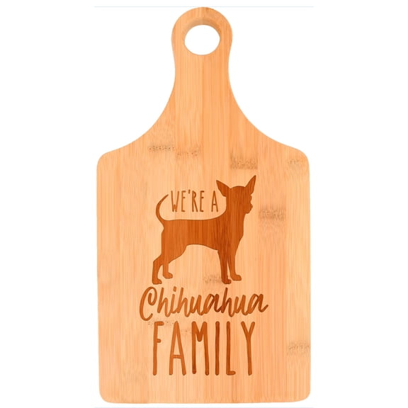 ThisWear Chihuahua Mom Dog Lover We're A Chihuahua Family Paddle Shaped Bamboo Cutting Board