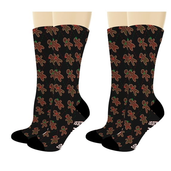 ThisWear Christmas Accessories Bring Me Some Cookies Holiday Set Gingerbread Socks 2-Pair Novelty Crew Socks