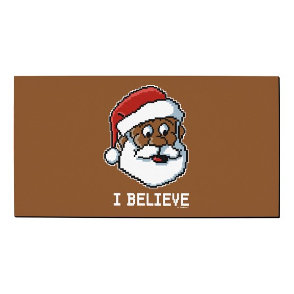 ThisWear Christmas Home Decor for Women Digital Pixel Art Black Santa I Believe Doormat Believe