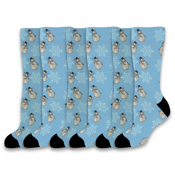ThisWear Christmas Socks Snowman Crew Socks Snowman Gifts Christmas Accessories 6-Pairs Novelty Crew Socks