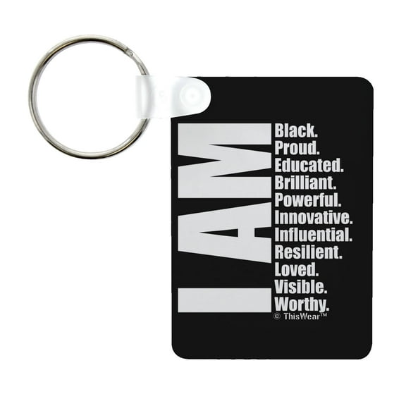 ThisWear Civil Rights Movement Keytag I Am Black Proud Educated Brilliant Powerful Worthy Aluminum Rectangle Keychain