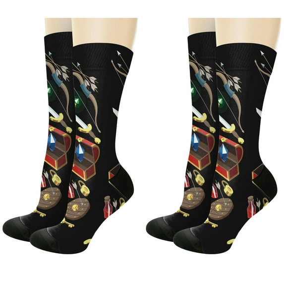 ThisWear Classic Retro Gamer Link RPG Adventure Gear 2-Pairs Novelty Crew Socks