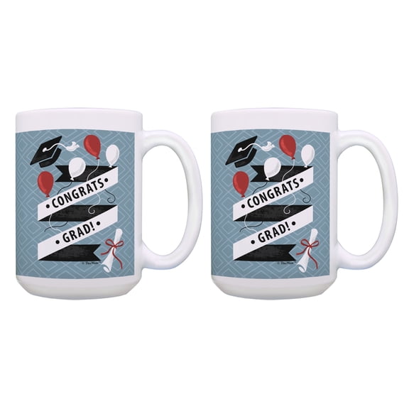 ThisWear Congratulations Grad Gift Set Congrats Grad Cups Graduation Mugs 2 Pack 15oz Mugs Cups Multicolor