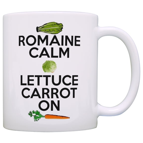 ThisWear Cooking Gifts Romain Calm Lettuce Carrot On Keep Calm Vegan 11 ounce Coffee Mug