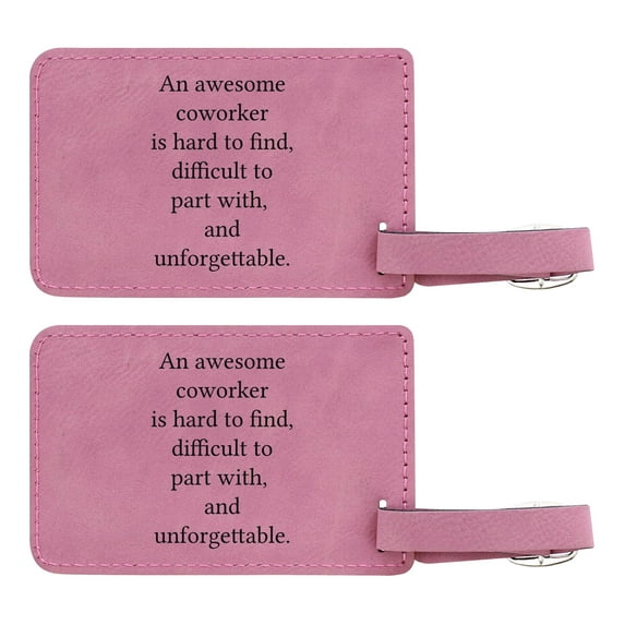 ThisWear Coworker Retirement Gift Awesome Coworker Hard To Find Unforgettable 2-pack Leatherette Luggage Tags Pink