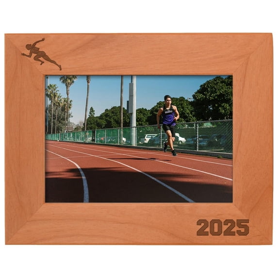 ThisWear Cross Country Team Photo Frame 5x7 2026 Track and Field Team Wood Laser Engraved Landscape 5x7 Picture Frame