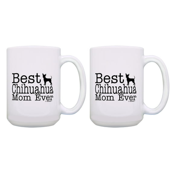 ThisWear Cute Chihuahua Mug Set Best Chihuahua Mom Ever Coffee Mug 2 Pack 15oz Coffee Mugs